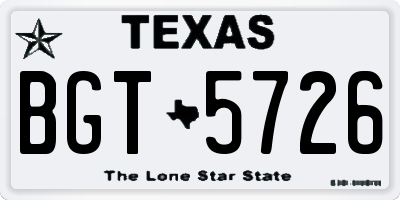 TX license plate BGT5726
