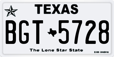 TX license plate BGT5728