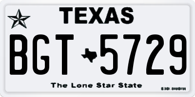 TX license plate BGT5729