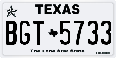 TX license plate BGT5733