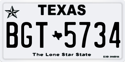 TX license plate BGT5734
