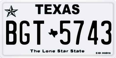 TX license plate BGT5743