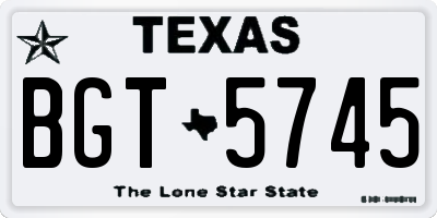 TX license plate BGT5745