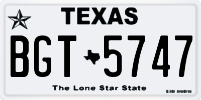 TX license plate BGT5747