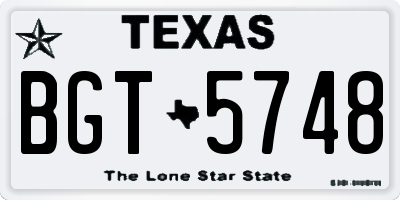TX license plate BGT5748