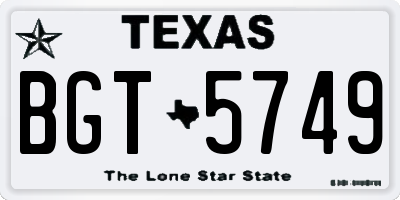TX license plate BGT5749