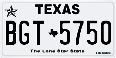 TX license plate BGT5750