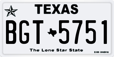 TX license plate BGT5751
