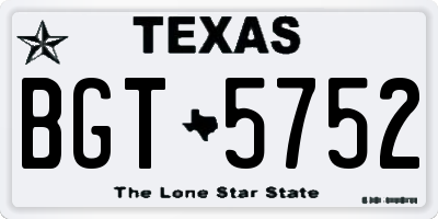 TX license plate BGT5752