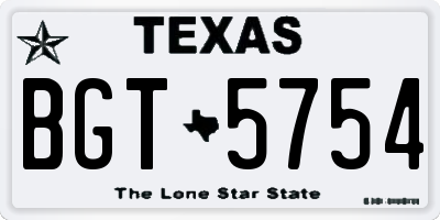 TX license plate BGT5754