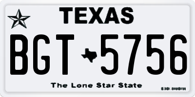 TX license plate BGT5756