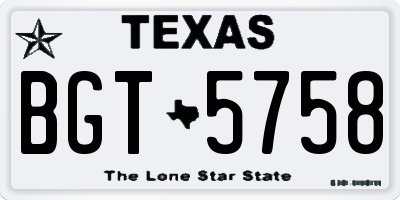TX license plate BGT5758