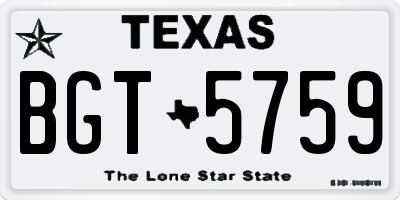 TX license plate BGT5759
