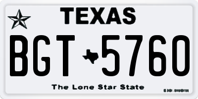 TX license plate BGT5760
