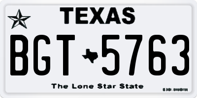 TX license plate BGT5763