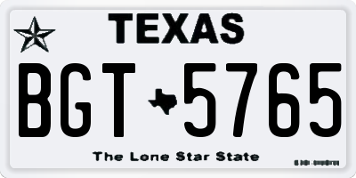 TX license plate BGT5765