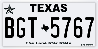 TX license plate BGT5767