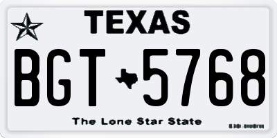 TX license plate BGT5768