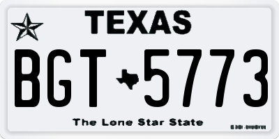 TX license plate BGT5773