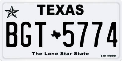 TX license plate BGT5774