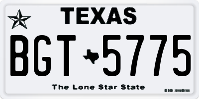 TX license plate BGT5775