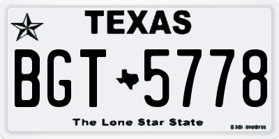 TX license plate BGT5778