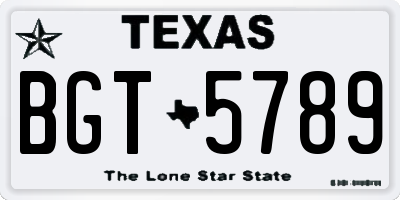 TX license plate BGT5789
