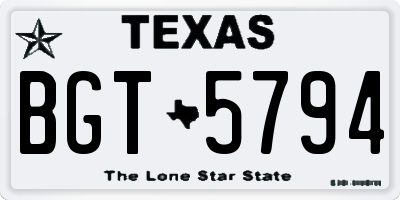 TX license plate BGT5794
