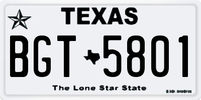 TX license plate BGT5801