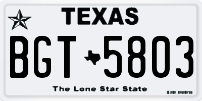 TX license plate BGT5803