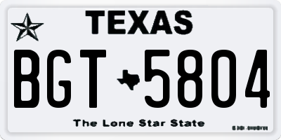 TX license plate BGT5804