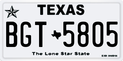 TX license plate BGT5805
