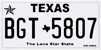 TX license plate BGT5807