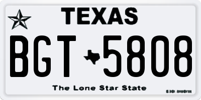 TX license plate BGT5808