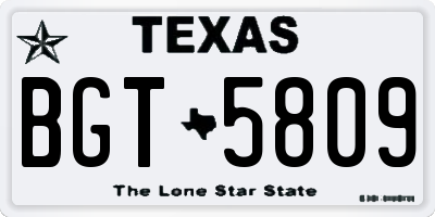TX license plate BGT5809