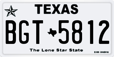 TX license plate BGT5812