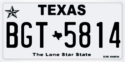TX license plate BGT5814