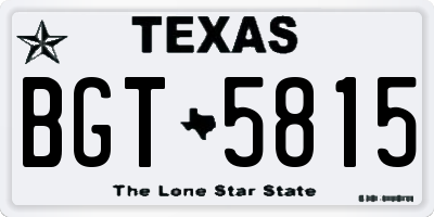 TX license plate BGT5815