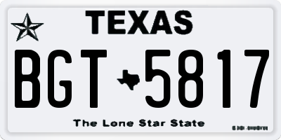 TX license plate BGT5817