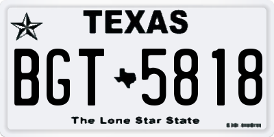 TX license plate BGT5818