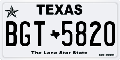 TX license plate BGT5820