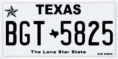 TX license plate BGT5825