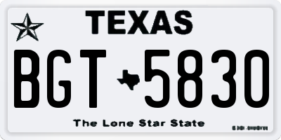 TX license plate BGT5830