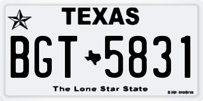 TX license plate BGT5831