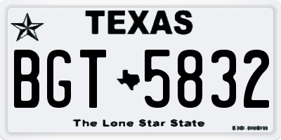 TX license plate BGT5832
