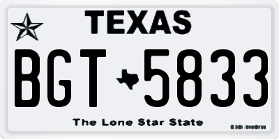 TX license plate BGT5833