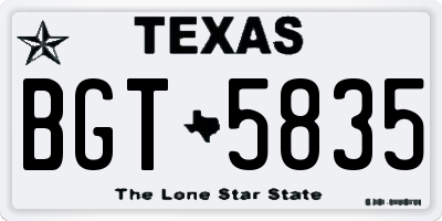 TX license plate BGT5835