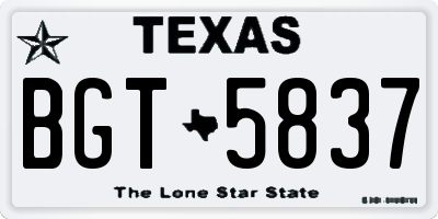 TX license plate BGT5837