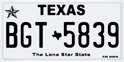 TX license plate BGT5839