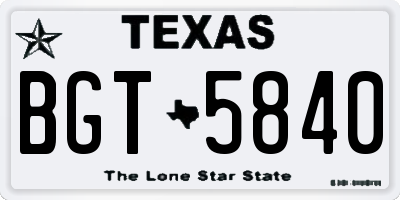 TX license plate BGT5840